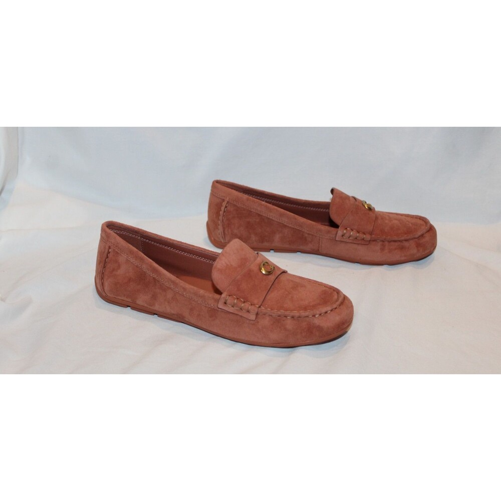 COACH SCULPT C LOGO SLIP ON DRIVER SUEDE LOAFER MOCASSINS CLAY SZ 8 NEW - Picture 5 of 9